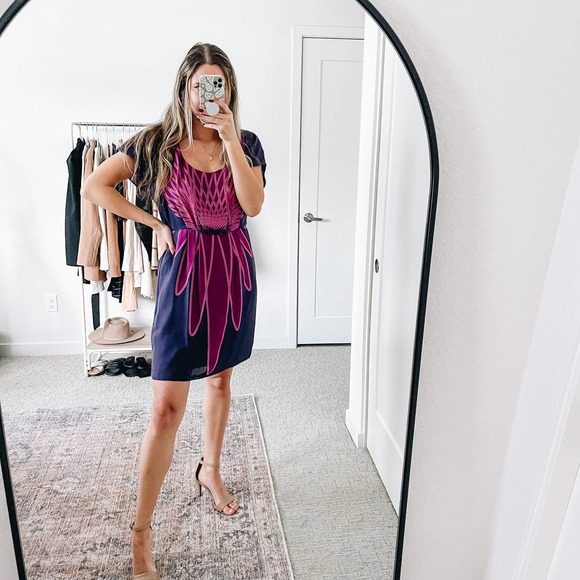 TIBI Purple Pink Silk Mini Dress - Picture 2 of 14